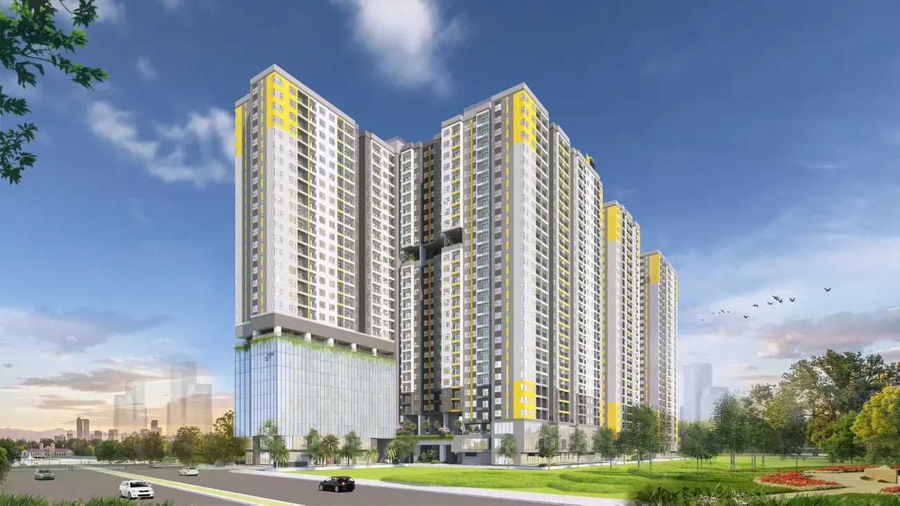 Tổng quan dự án Bcons New Sky với thiết kế 3 tháp căn hộ, tiện nghi và hiện đại tại Bình Dương.